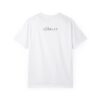 the back of a white t-shirt with text on it