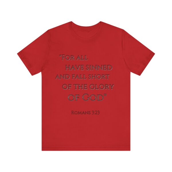 a red t-shirt with text on it
